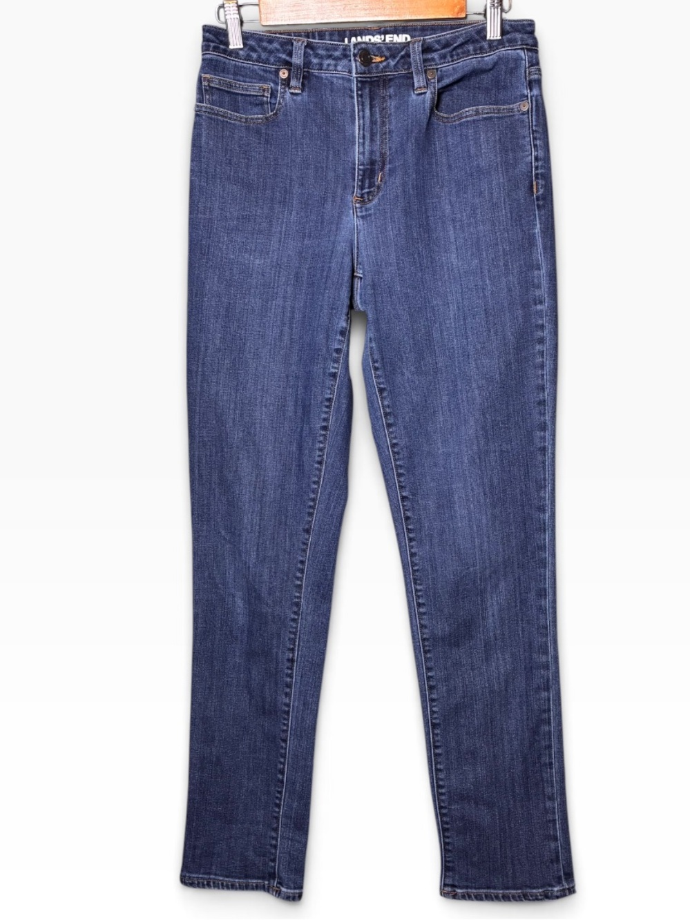 Lands End Straight Leg Blue Denim Stretch Blend Jeans